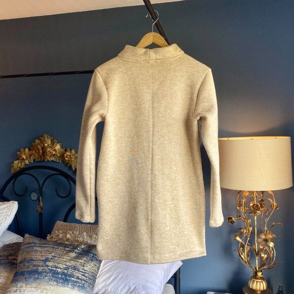 Land's  End Long Fleece Beige Mock Neck Sweatshirt - Picture 3 of 3